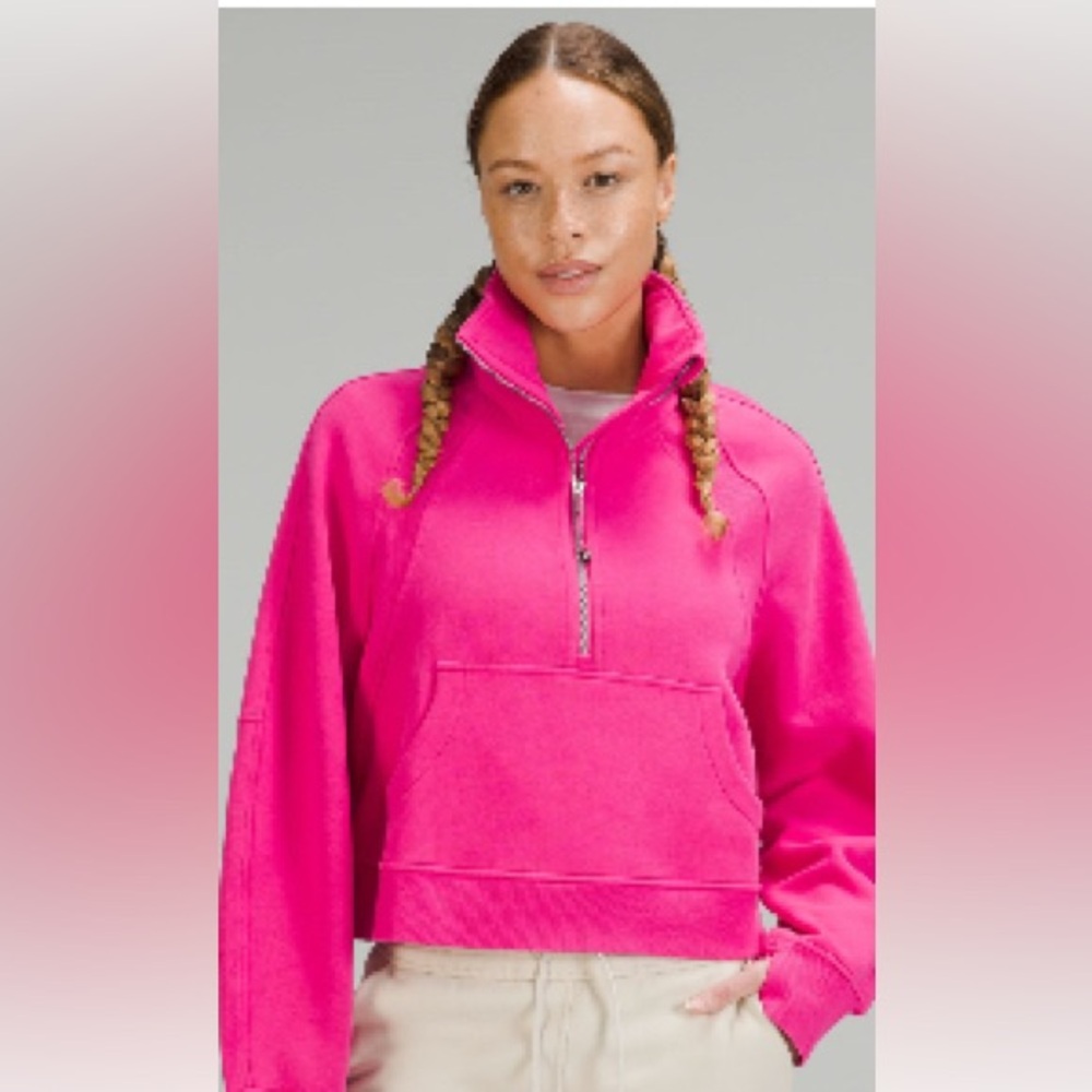Lululemon Athletica Sonic Pink Scuba Oversized Funnel Neck in Half Zip Size M/L